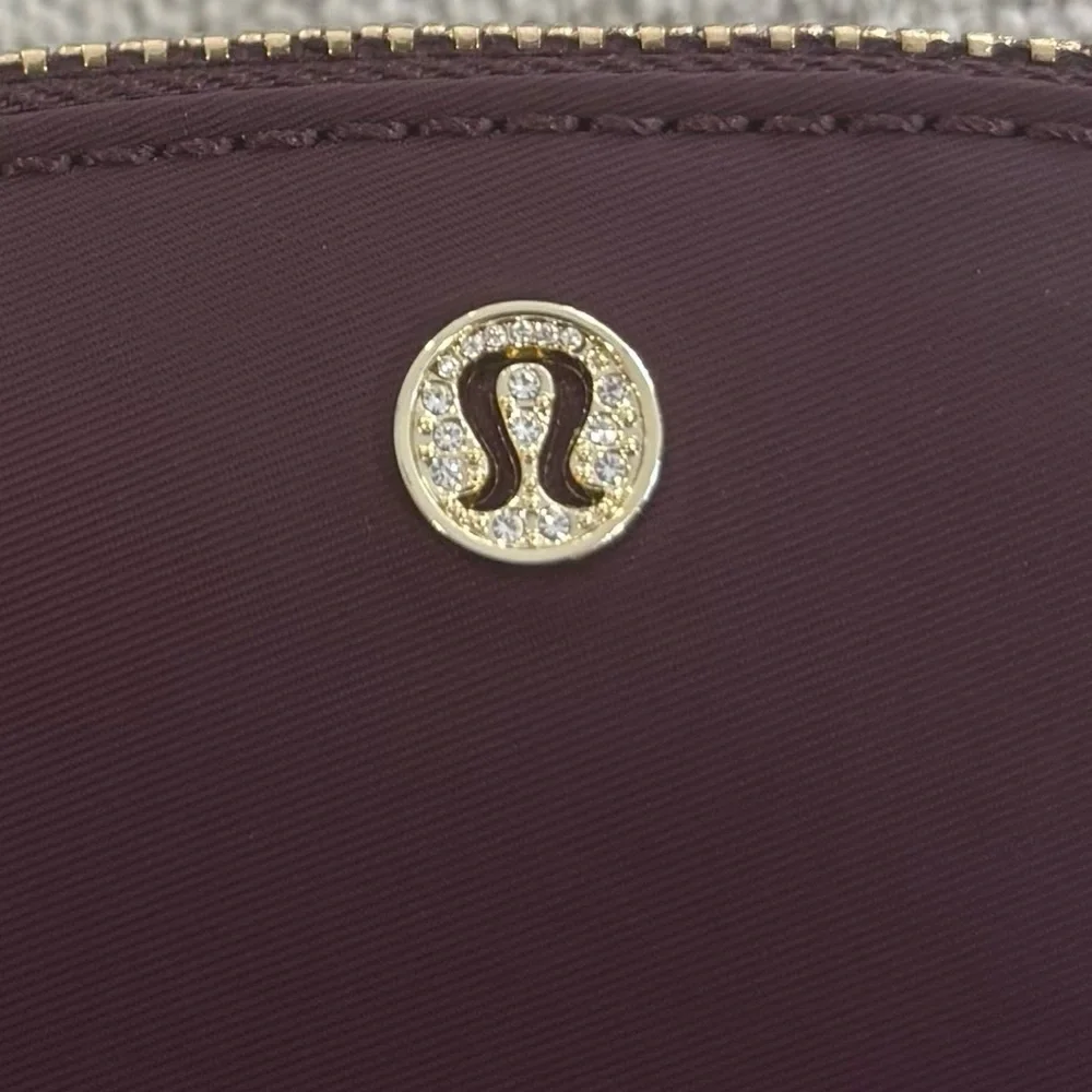 NWT Lululemon Dual Pouch Wristlet *Plush Fleece In Black Plum/Gold